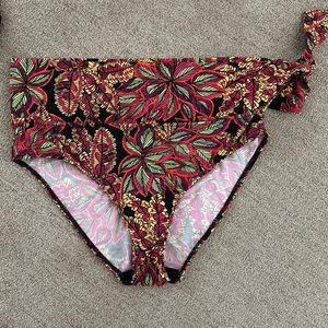 Torrid plus size high waisted 1x floral print neon bathing suit bottom swimsuit